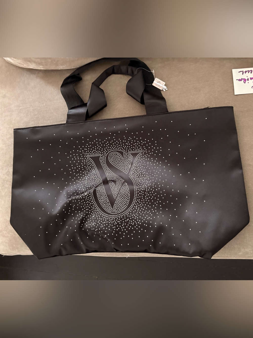 Victoria's Secret Black Tote with Rhinestone VS Logo